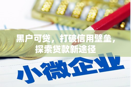 顺城黑户可贷，打破信用壁垒，探索贷款新途径