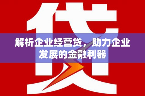 顺城解析企业经营贷，助力企业发展的金融利器