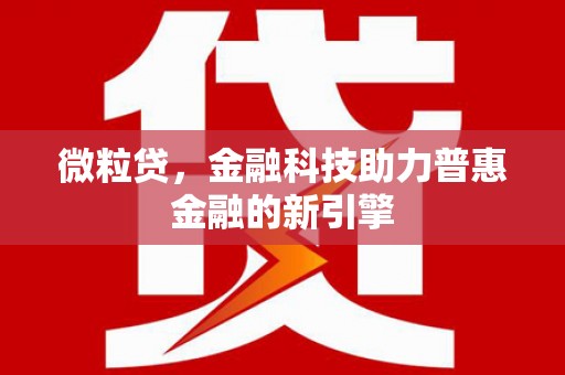 顺城微粒贷，金融科技助力普惠金融的新引擎