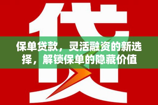 顺城保单贷款，灵活融资的新选择，解锁保单的隐藏价值