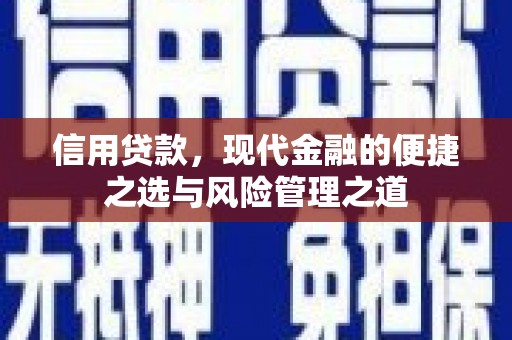 顺城信用贷款，现代金融的便捷之选与风险管理之道
