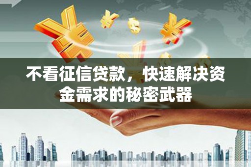 顺城不看征信贷款，快速解决资金需求的秘密武器
