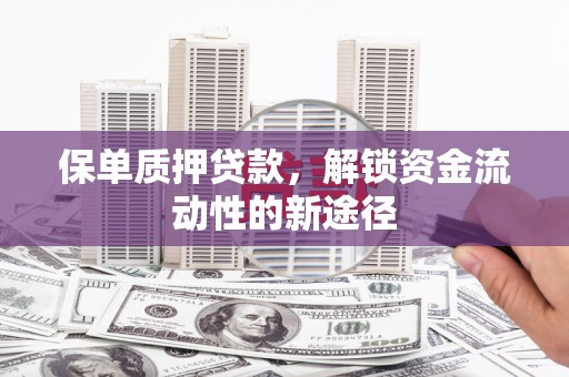顺城保单质押贷款，解锁资金流动性的新途径