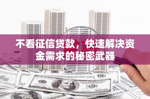 顺城不看征信贷款，快速解决资金需求的秘密武器