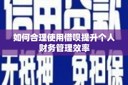 顺城如何合理使用借呗提升个人财务管理效率