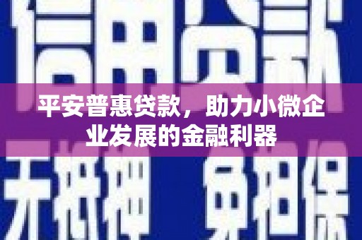 顺城平安普惠贷款，助力小微企业发展的金融利器