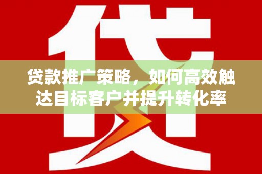 顺城贷款推广策略，如何高效触达目标客户并提升转化率