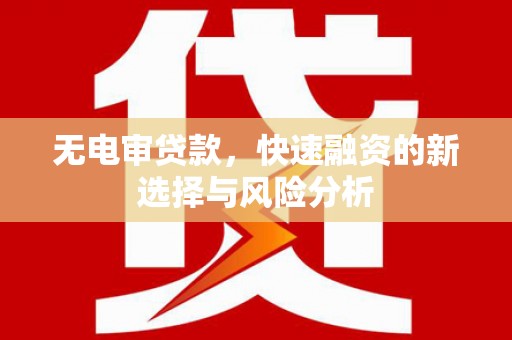 顺城无电审贷款，快速融资的新选择与风险分析