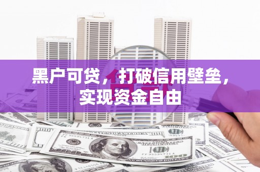 顺城黑户可贷，打破信用壁垒，实现资金自由