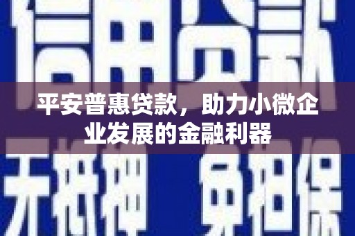 顺城平安普惠贷款，助力小微企业发展的金融利器