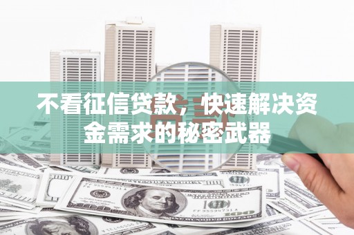 顺城不看征信贷款，快速解决资金需求的秘密武器
