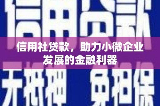 顺城信用社贷款，助力小微企业发展的金融利器