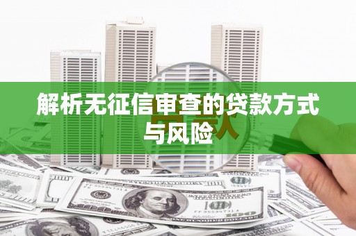 顺城解析无征信审查的贷款方式与风险
