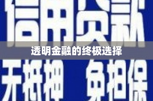 顺城透明金融的终极选择